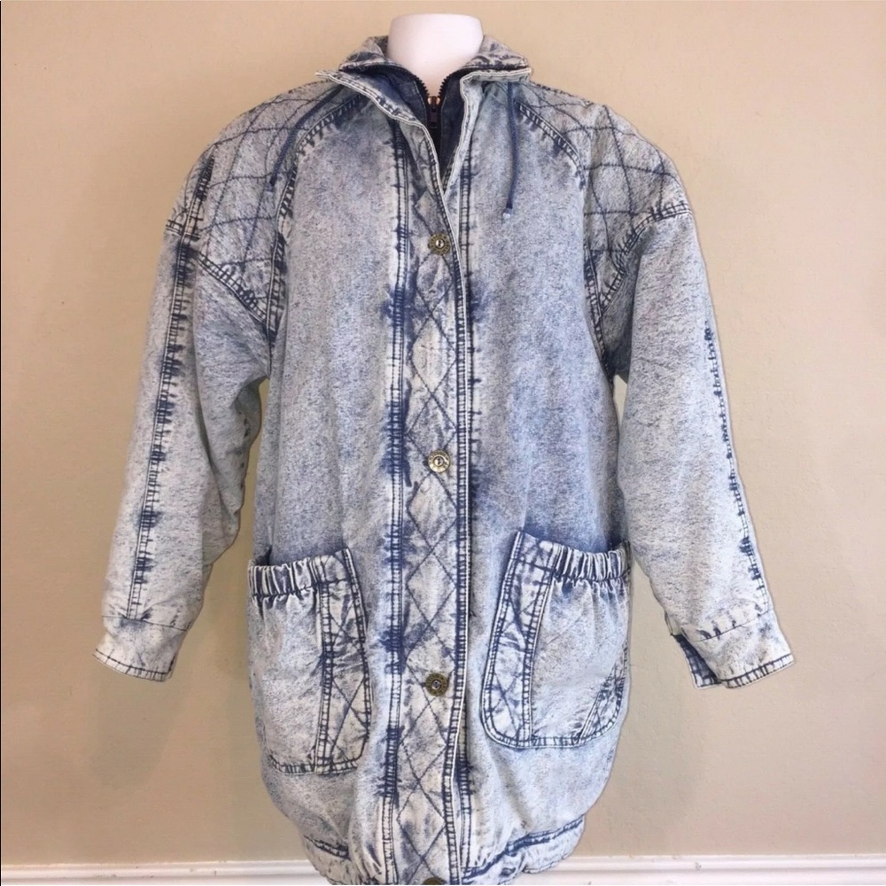 Vintage 80s Blue Acid Wash Thick Heavy Jacket S